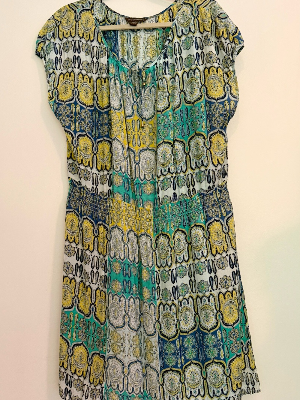 Tommy Bahama Teal, Yellow & Navy Patterned Dress